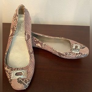 Coach Vernon Python Soft Pebbled Leather Flats
